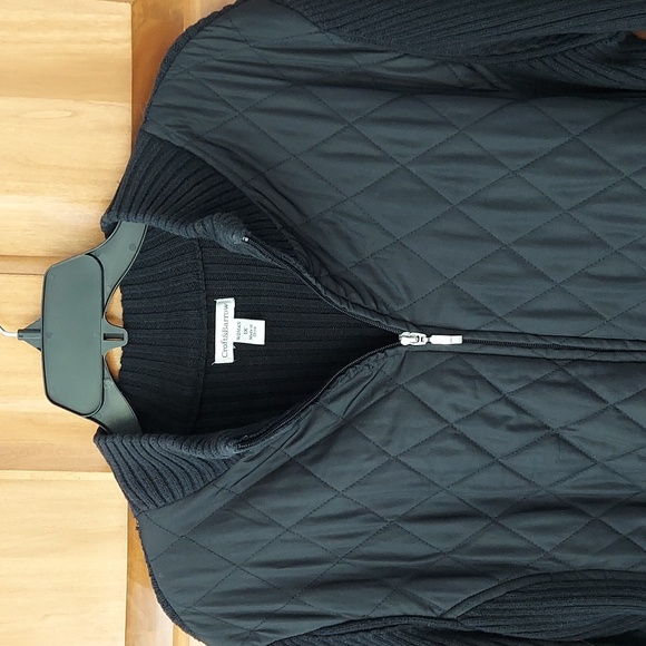 • Croft & Barrow Women's 1X Black Quilted and Sweater Zip-Up Cardigan, Like New - Picture 3 of 10